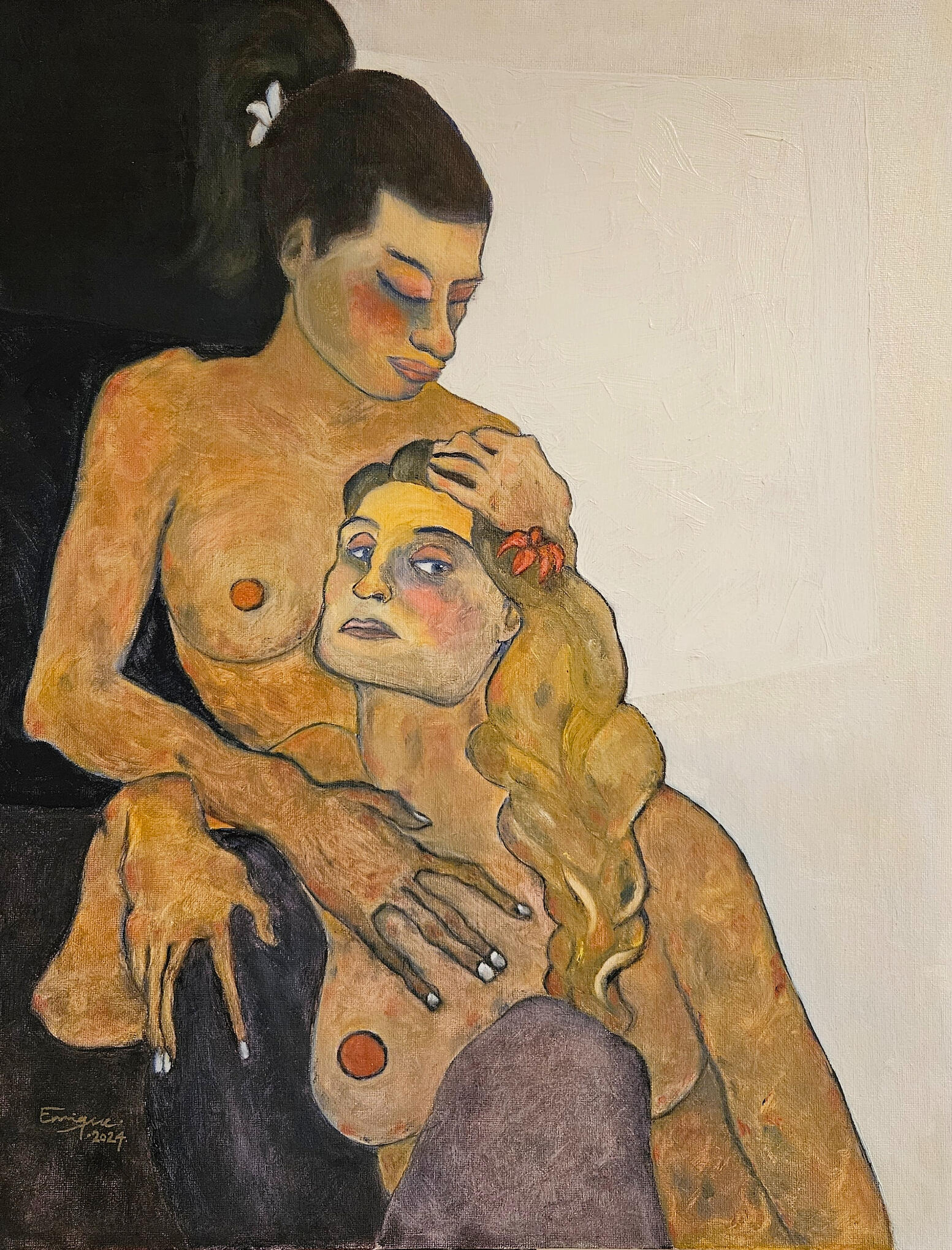 Communion. Oil painting on canvas board, 51 × 41 cm, 2025