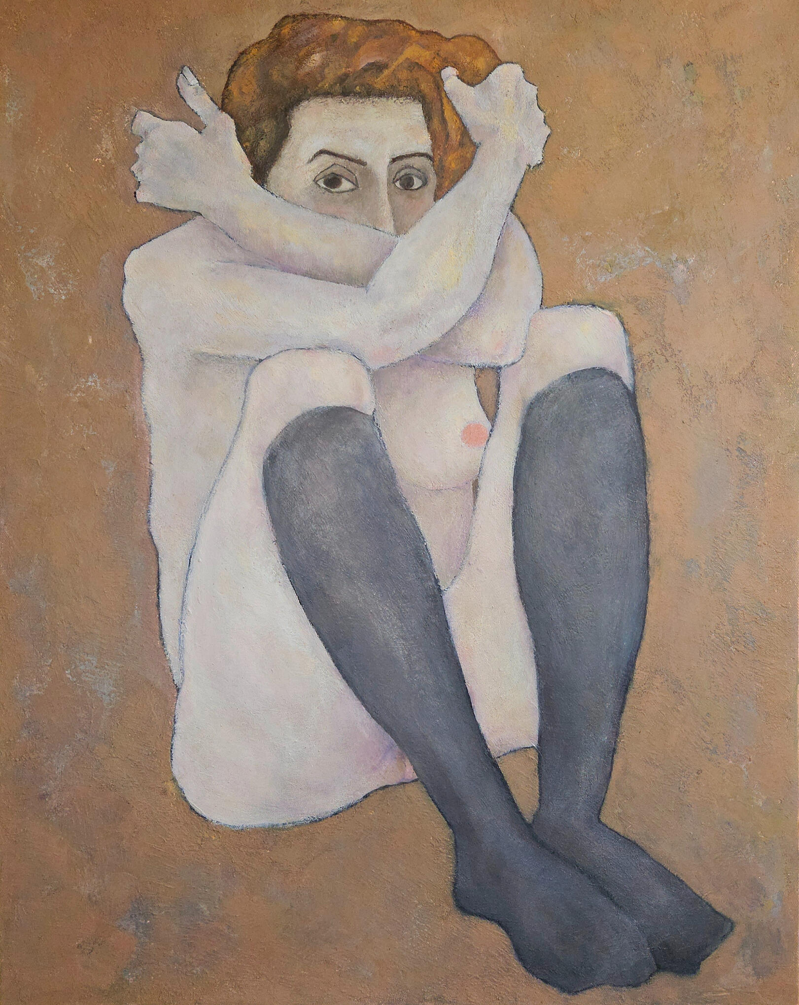 Pilgrim. Oil and cold wax on canvas, 76 × 61 cm, 2025 Exhibited at the group show “One Off”, Candid Arts Trust, London, 2025